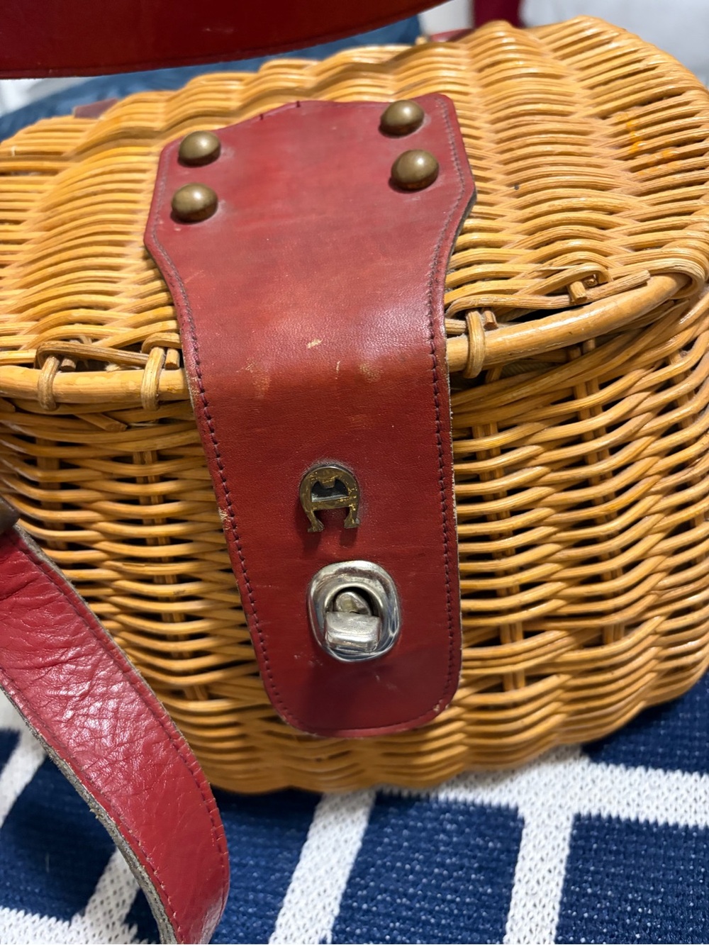 vintage Etienne Aigner handmade wicker basket purse